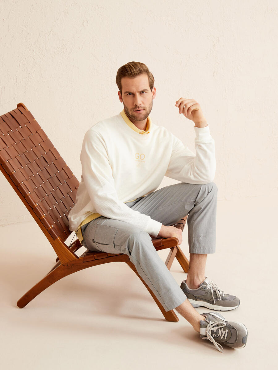 Ekru Oversize Pamuklu Sweatshirt