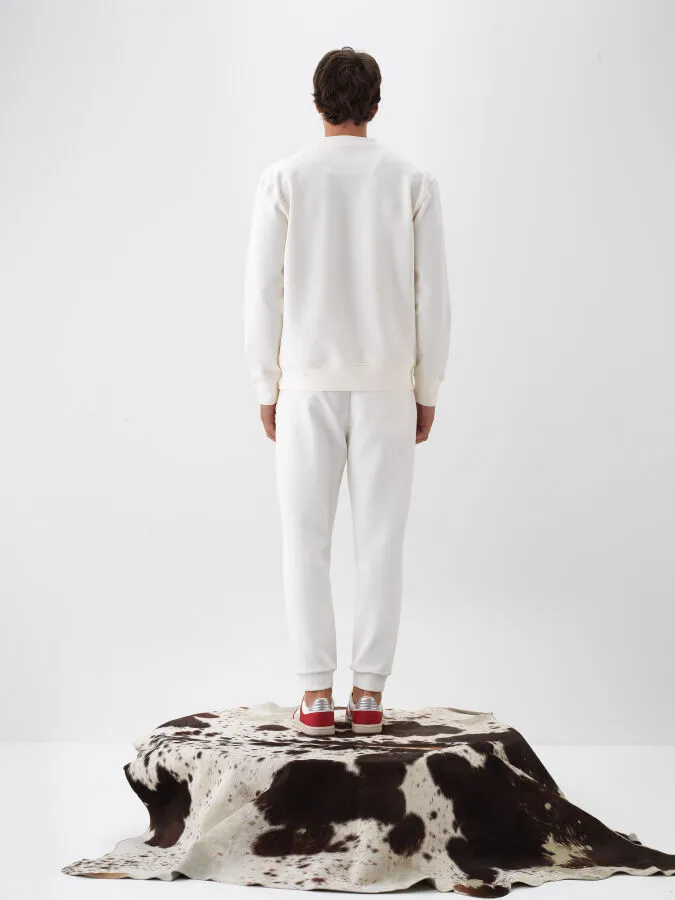 Ekru Pamuk Dokulu Regular Fit Sweatshirt - Xint