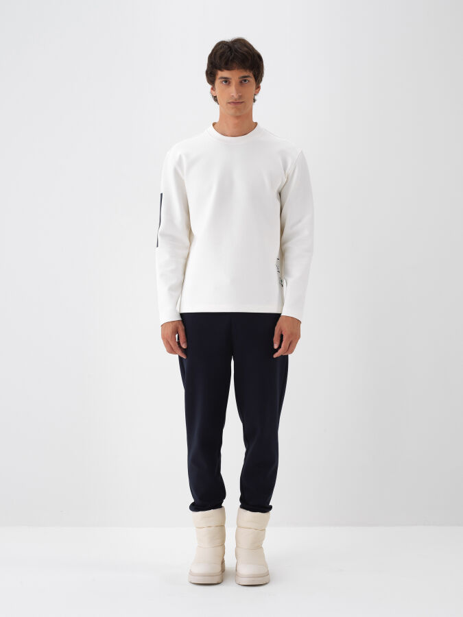 Ekru Pamuk Dokulu Regular Fit Sweatshirt - Xint