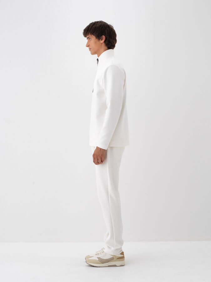 Ekru Pamuk Dokulu Regular Fit Sweatshirt - Xint