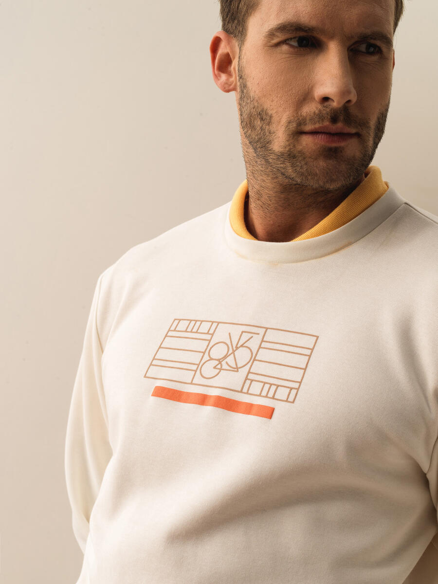 Ekru Regular Fit Pamuklu Sweatshirt