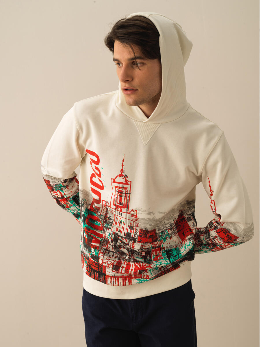 Ekru Regular Fit Pamuklu Sweatshirt