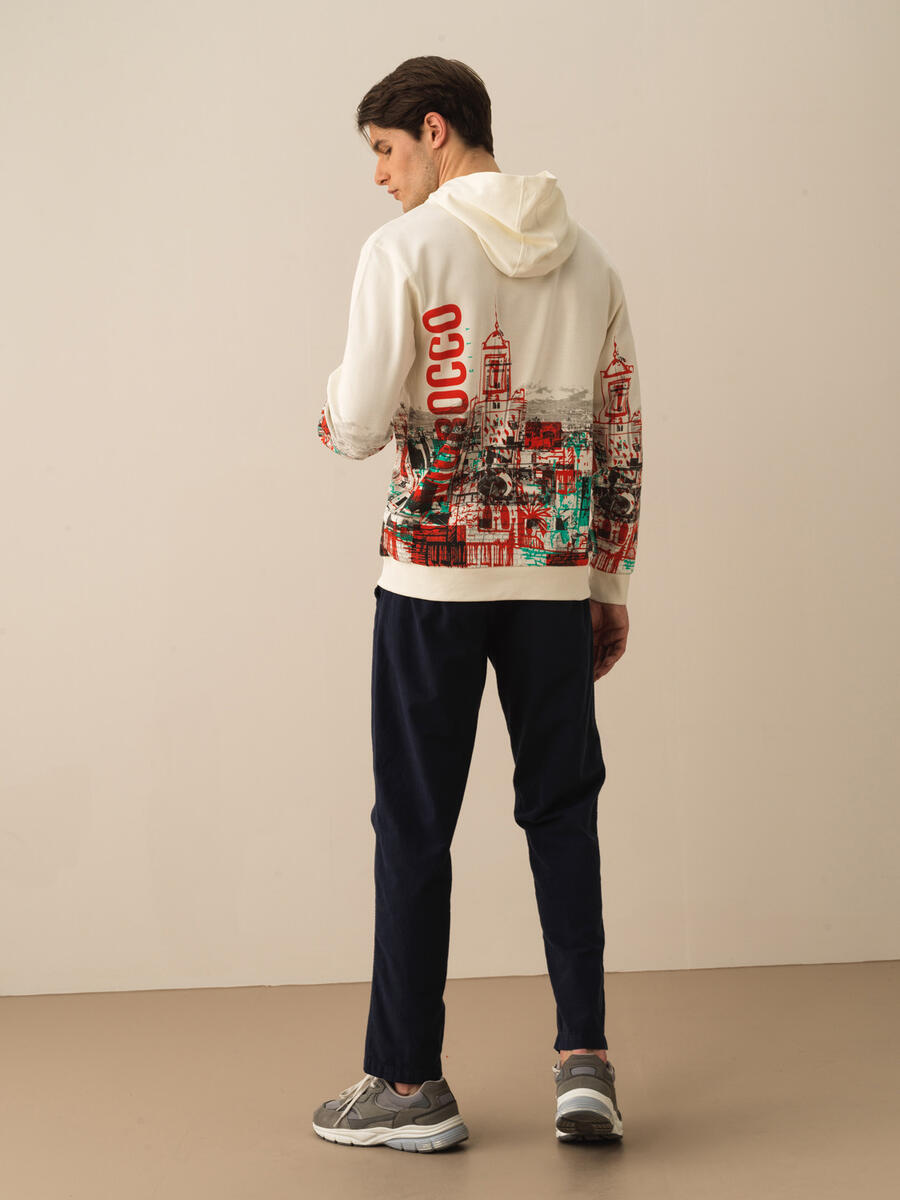 Ekru Regular Fit Pamuklu Sweatshirt - 4