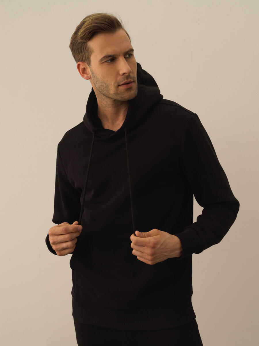 Siyah Regular Fit Basic Sweatshirt - 1