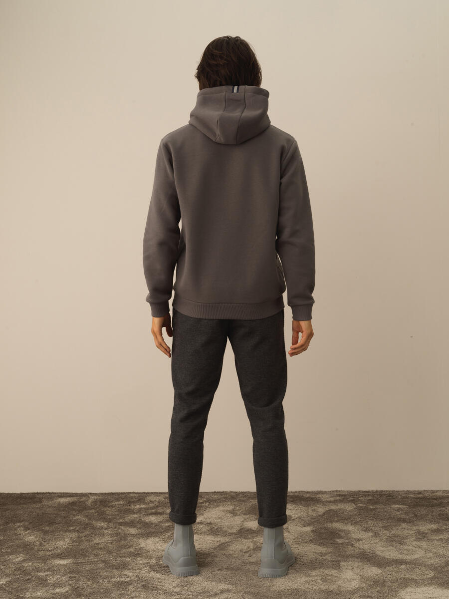 Koyu Gri Pamuk Dokulu Regular Fit Sweatshirt - 4