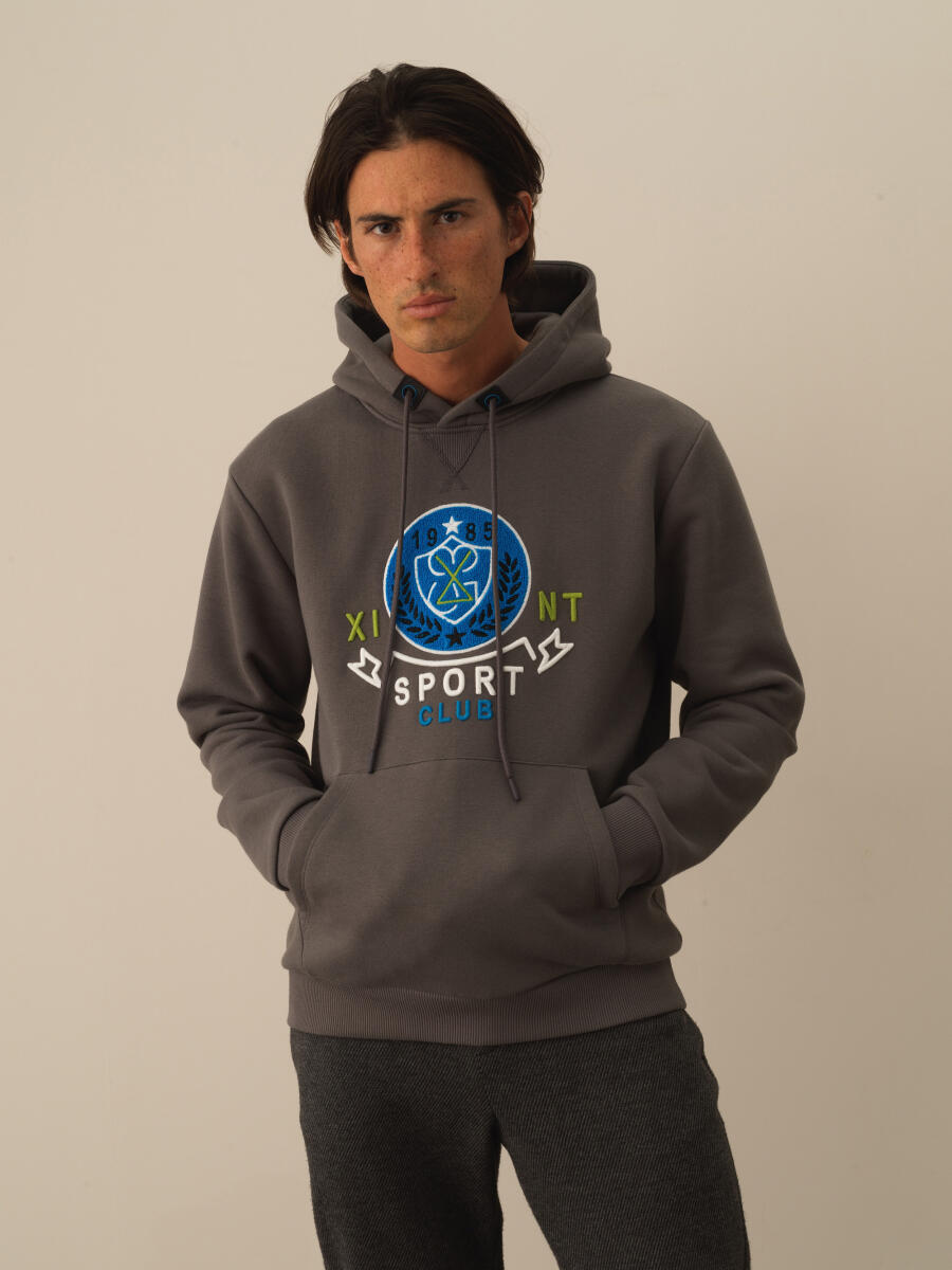 Koyu Gri Pamuk Dokulu Regular Fit Sweatshirt