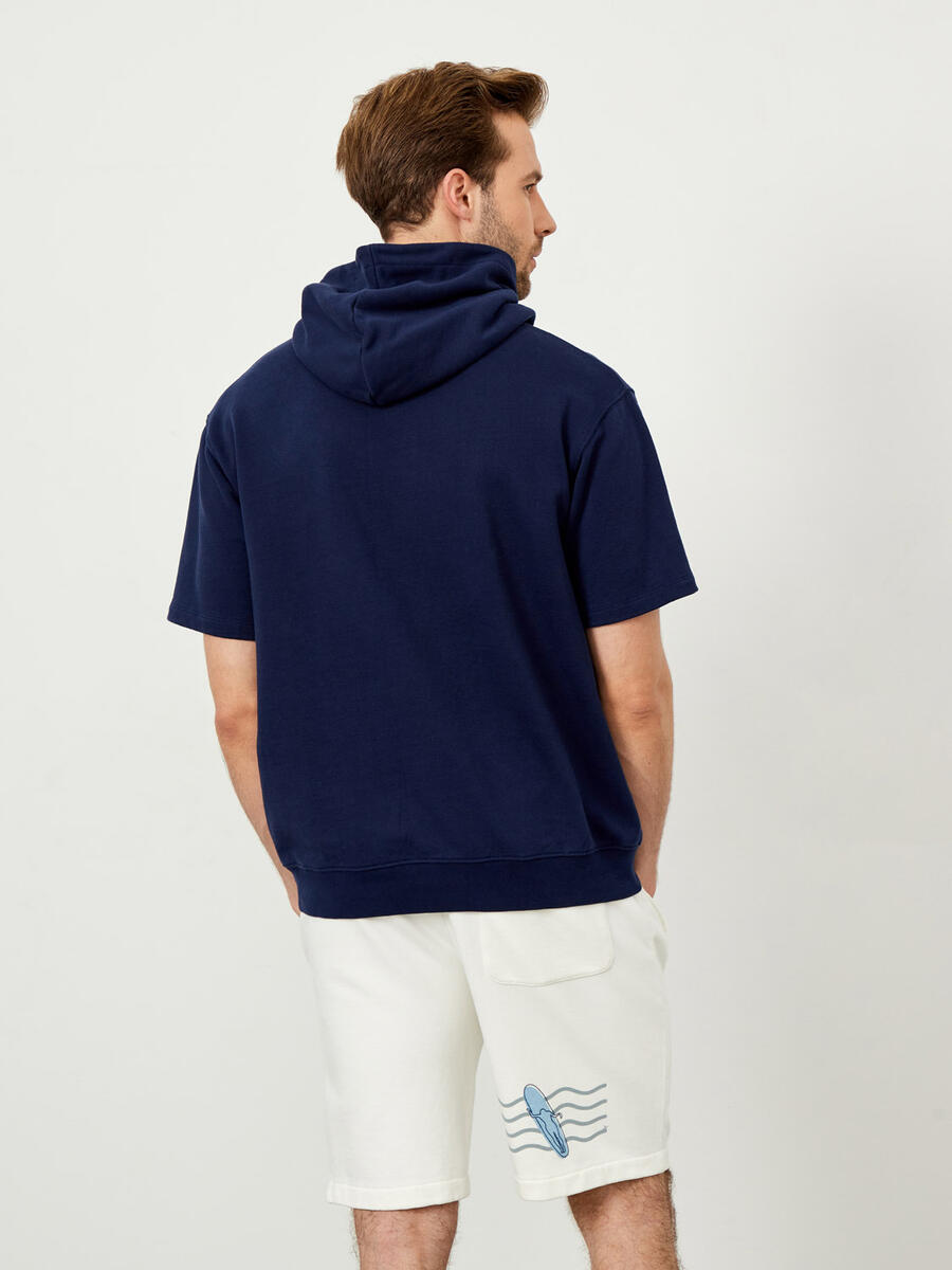 Lacivert Oversize Pamuklu Sweatshirt - 4