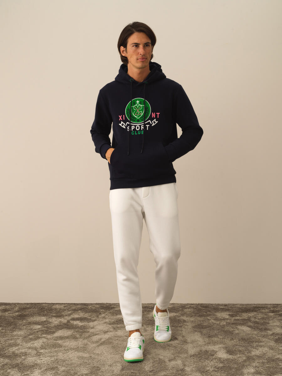 Lacivert Pamuk Dokulu Regular Fit Sweatshirt - 2