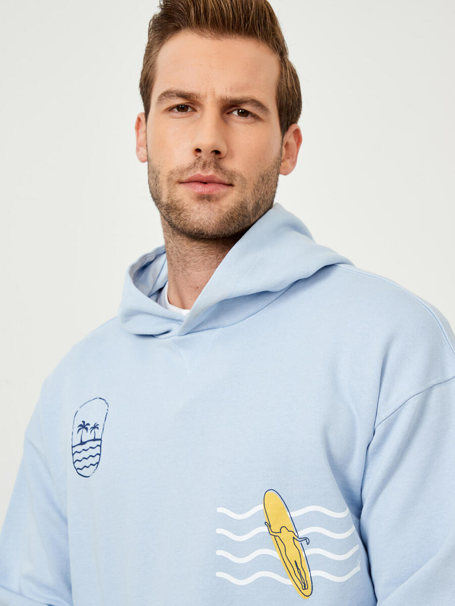 Mavi Oversize Pamuklu Sweatshirt - 3
