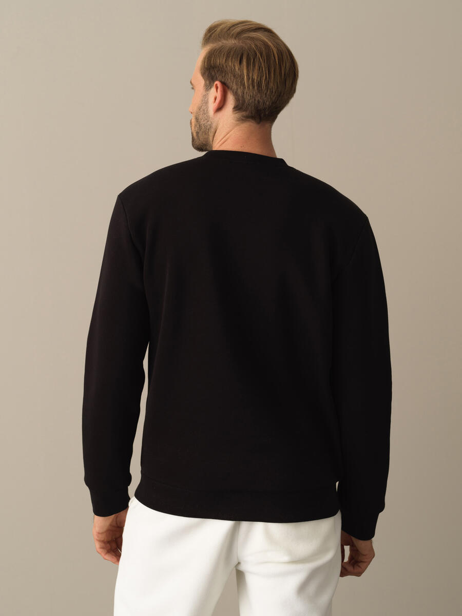 Siyah Regular Fit Baskılı Sweatshirt - 5