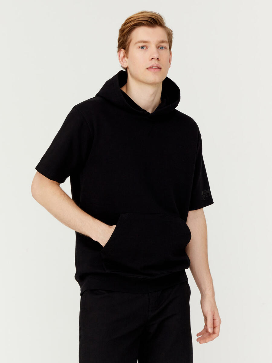 Siyah Oversize Pamuklu Basic Sweatshirt - 3
