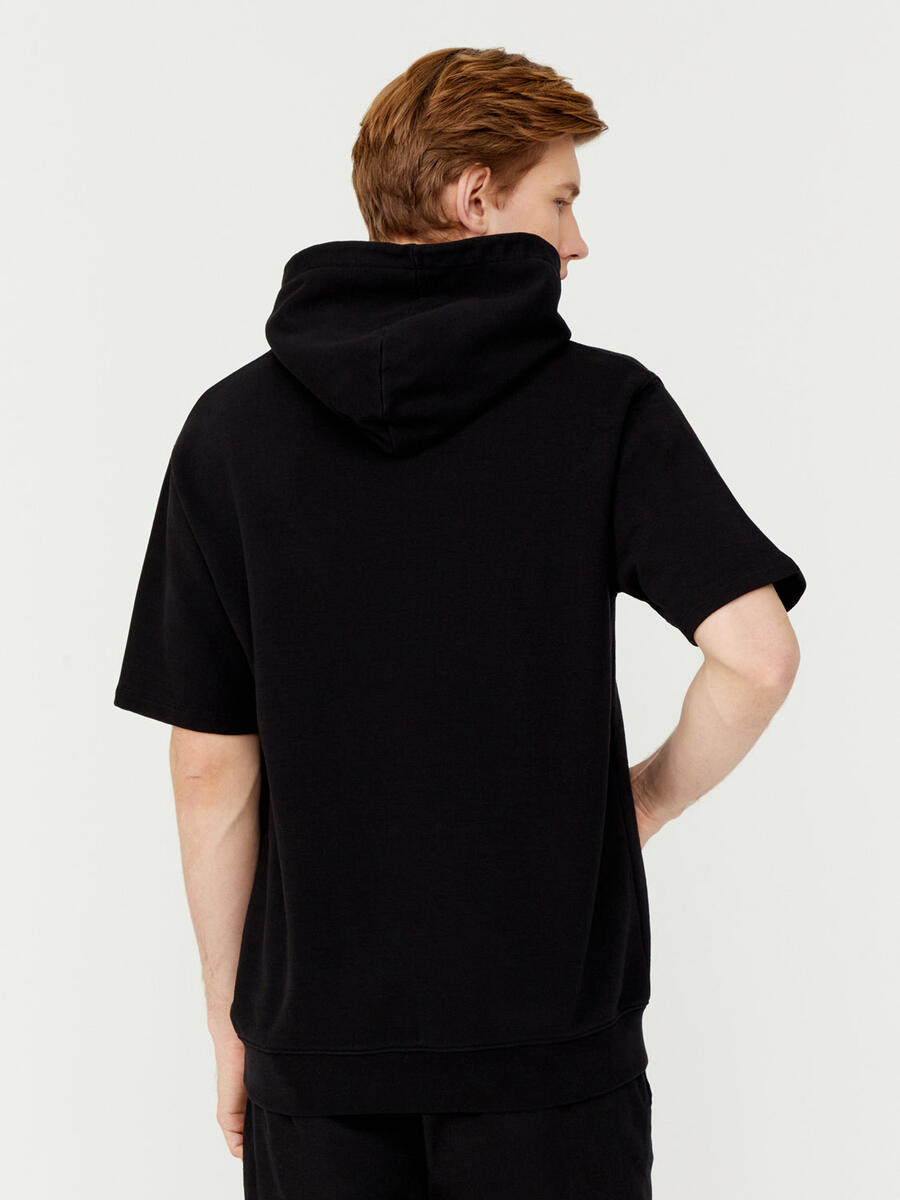 Siyah Oversize Pamuklu Basic Sweatshirt - 4