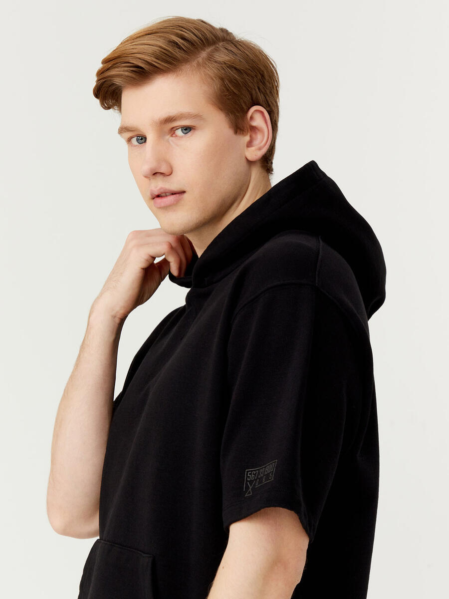 Siyah Oversize Pamuklu Basic Sweatshirt