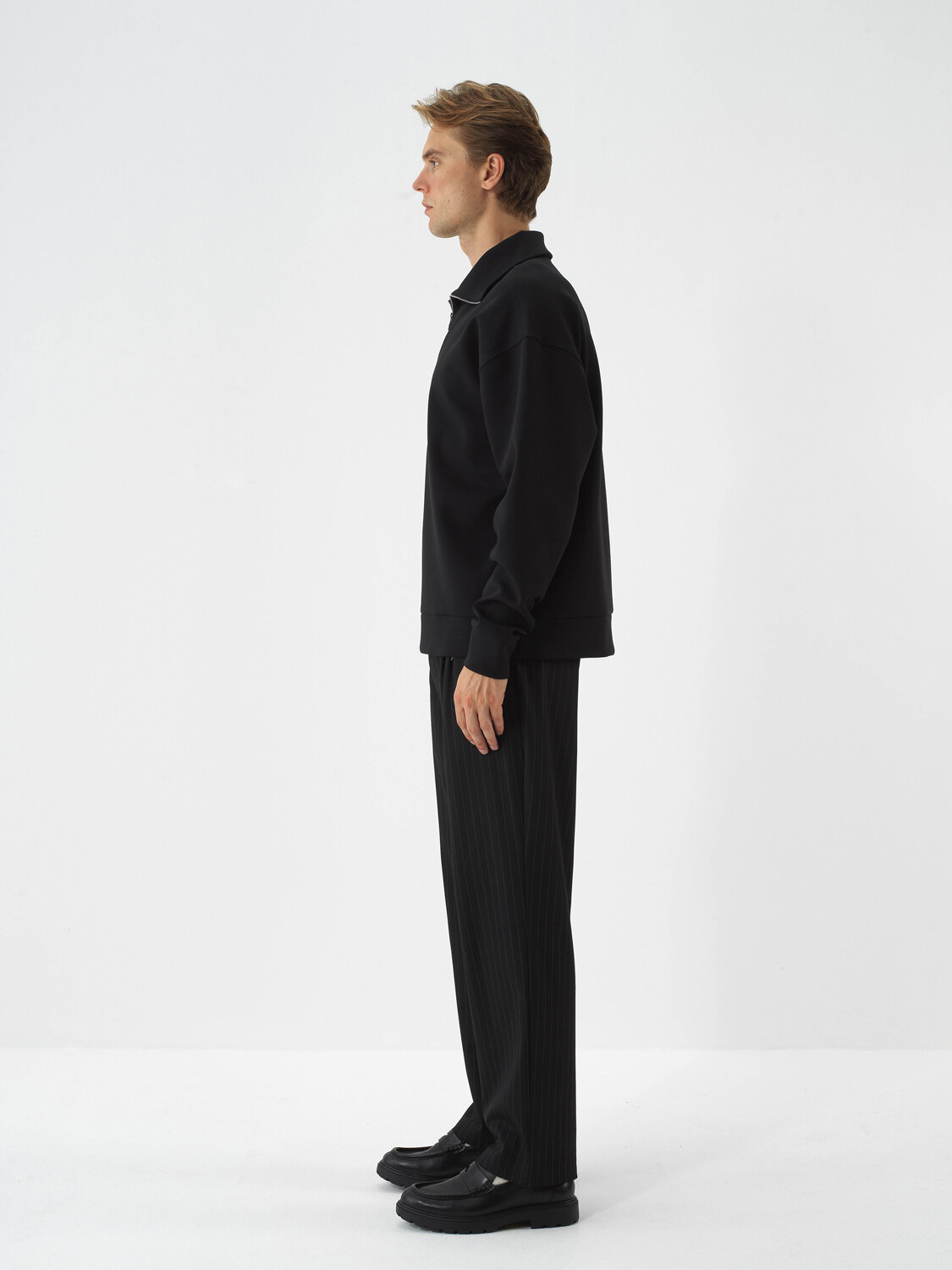 Siyah Pamuk Dokulu Oversize Sweatshirt - Xint