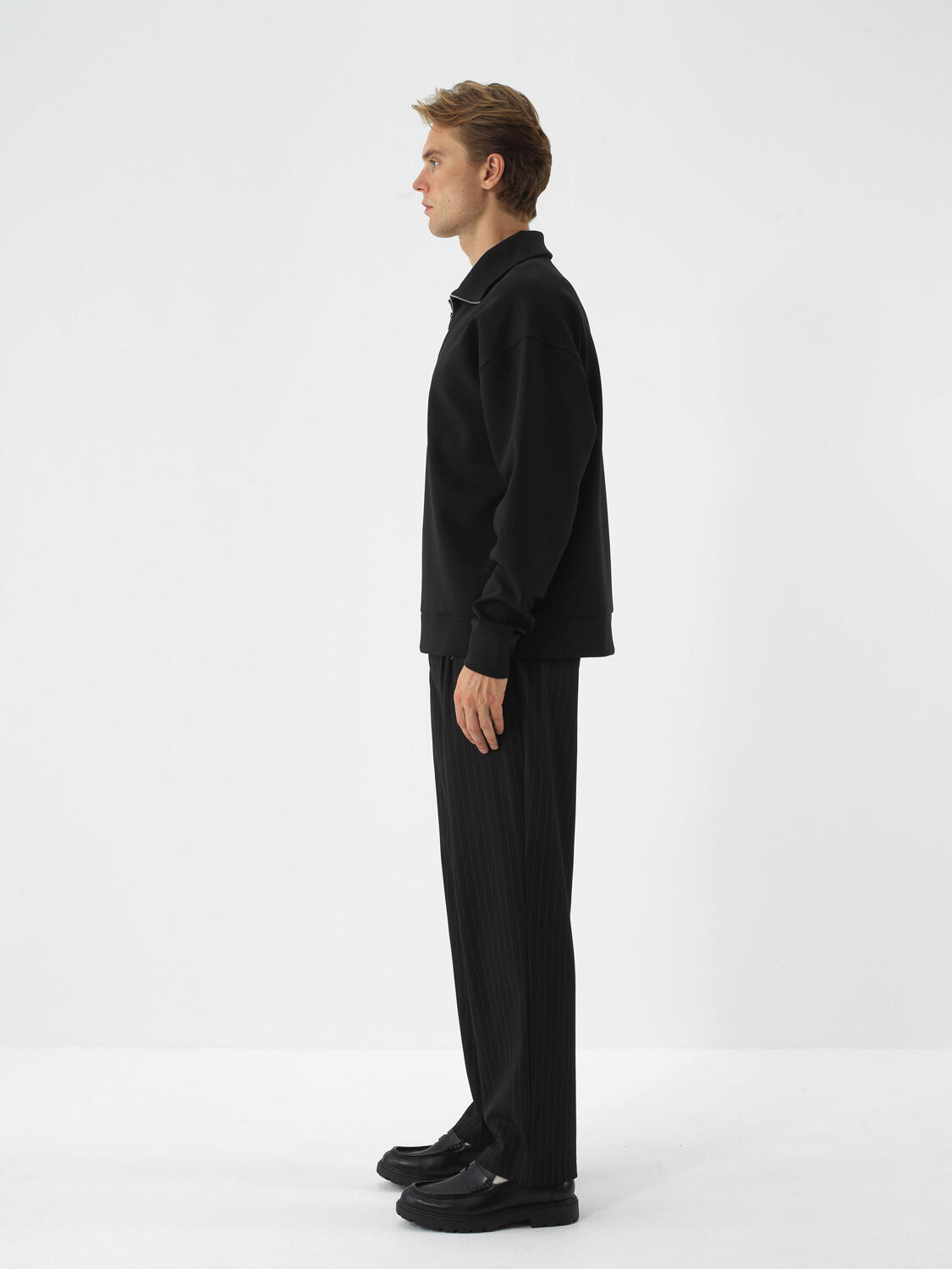 Siyah Pamuk Dokulu Oversize Sweatshirt - 3