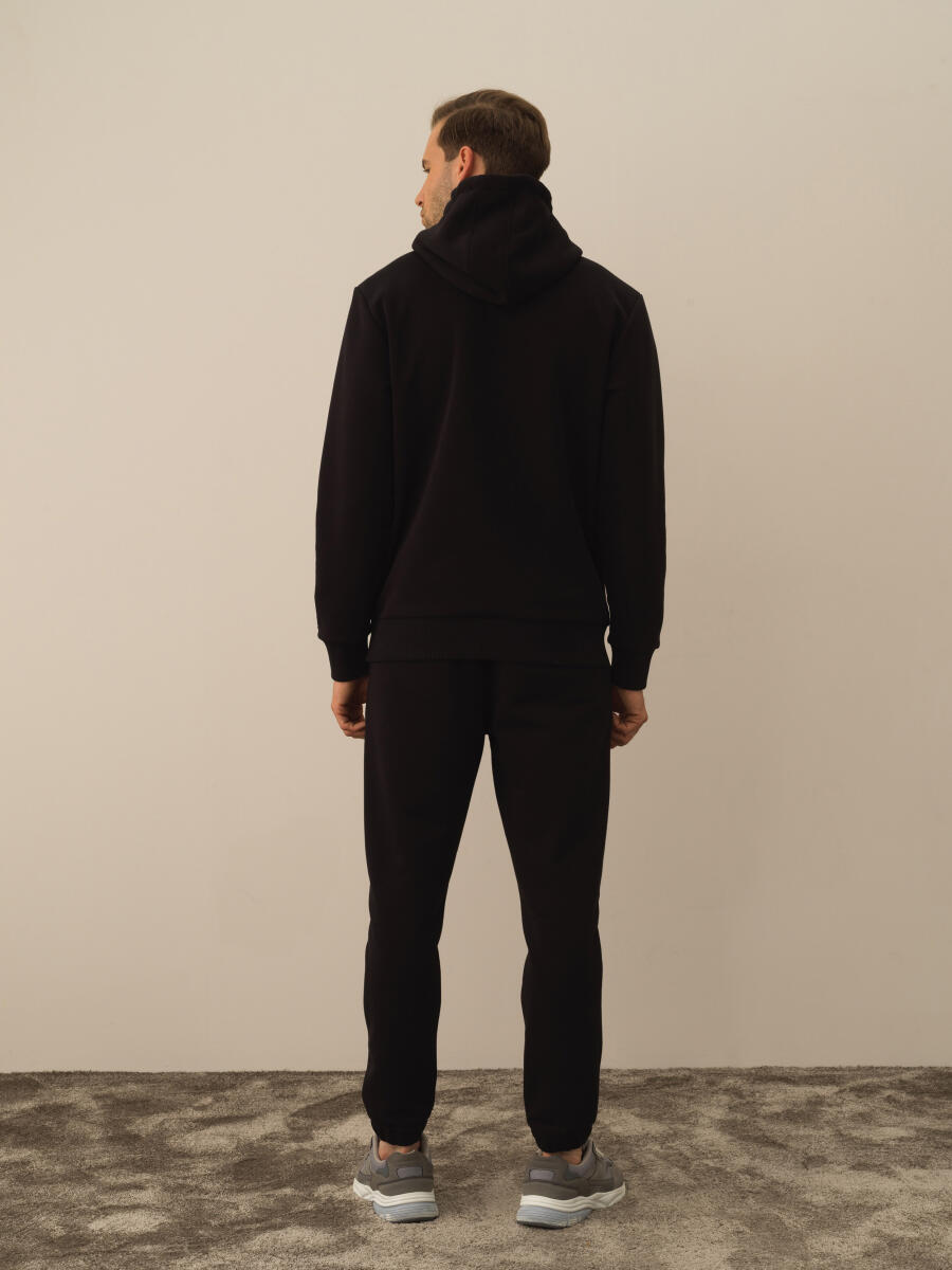 Siyah Pamuk Dokulu Regular Fit Sweatshirt - 4