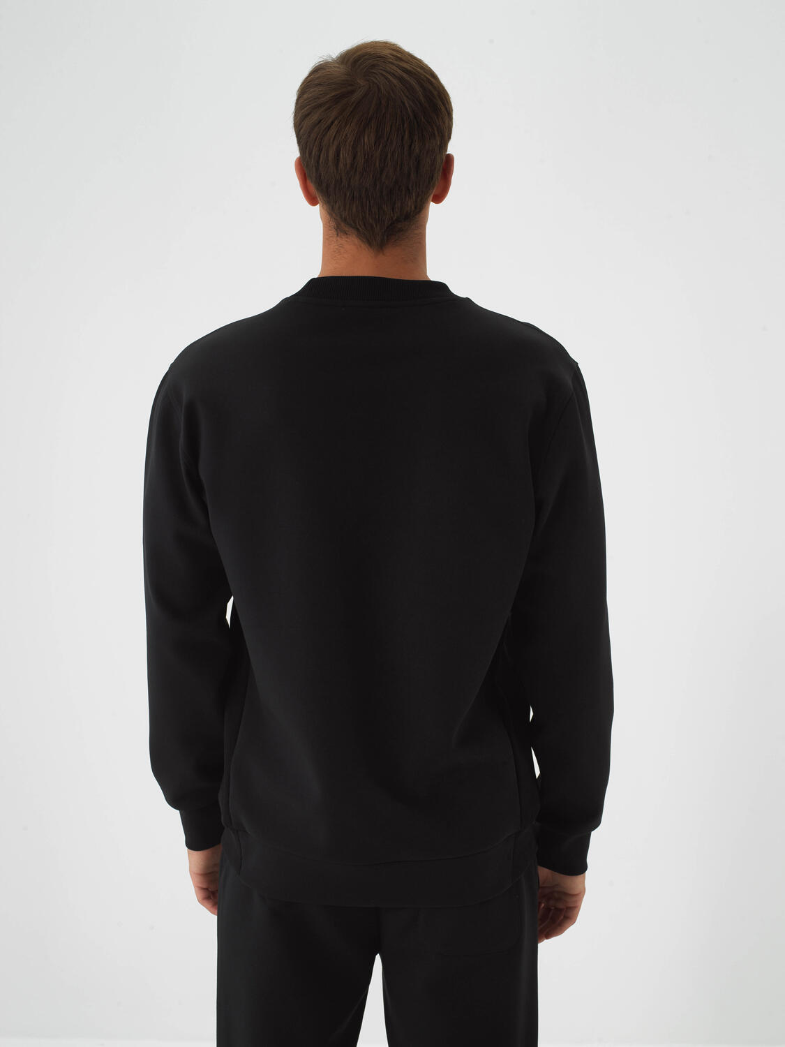 Siyah Pamuk Dokulu Regular Fit Sweatshirt - 4