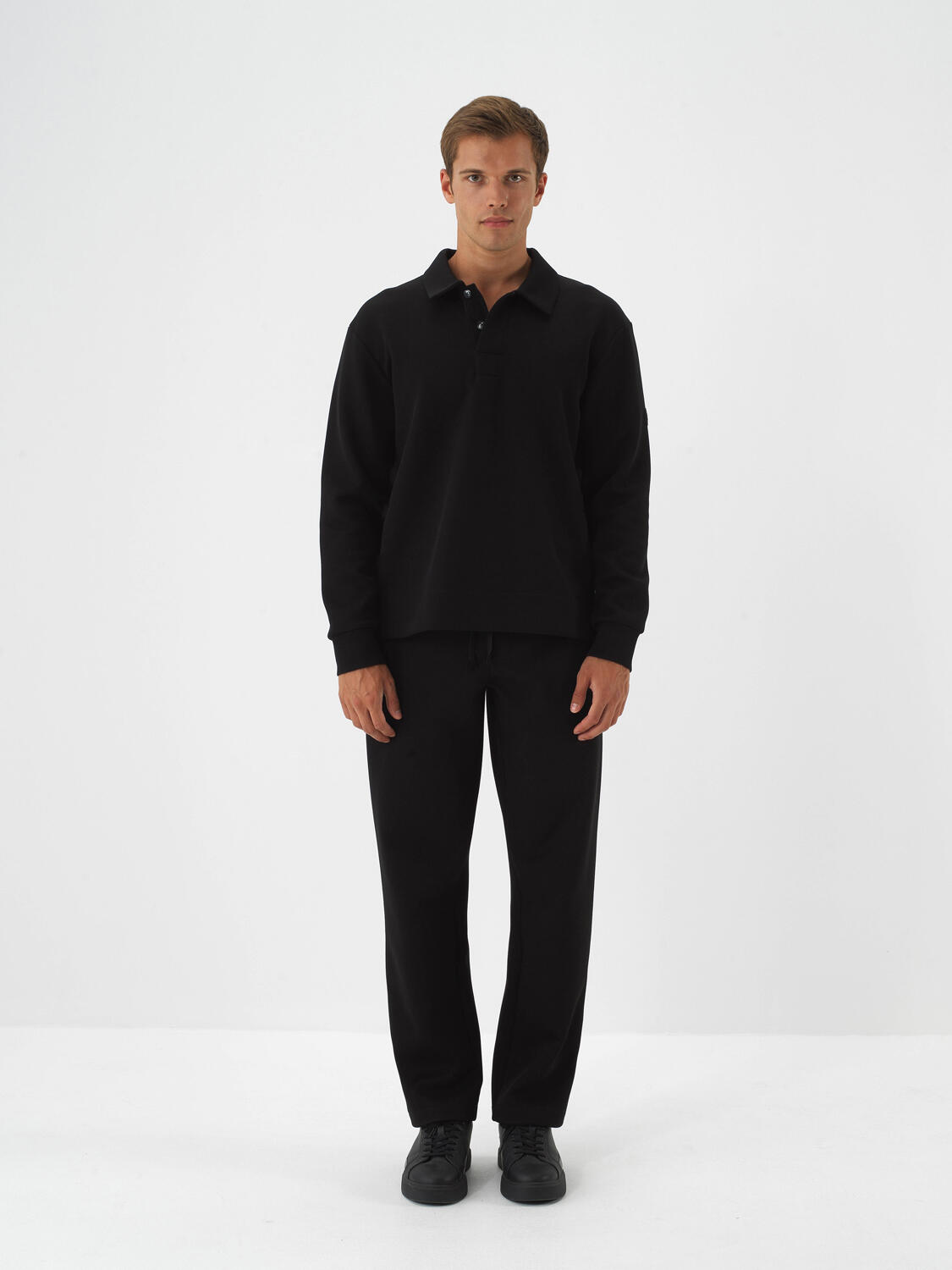 Siyah Pamuk Dokulu Regular Fit Sweatshirt - 2