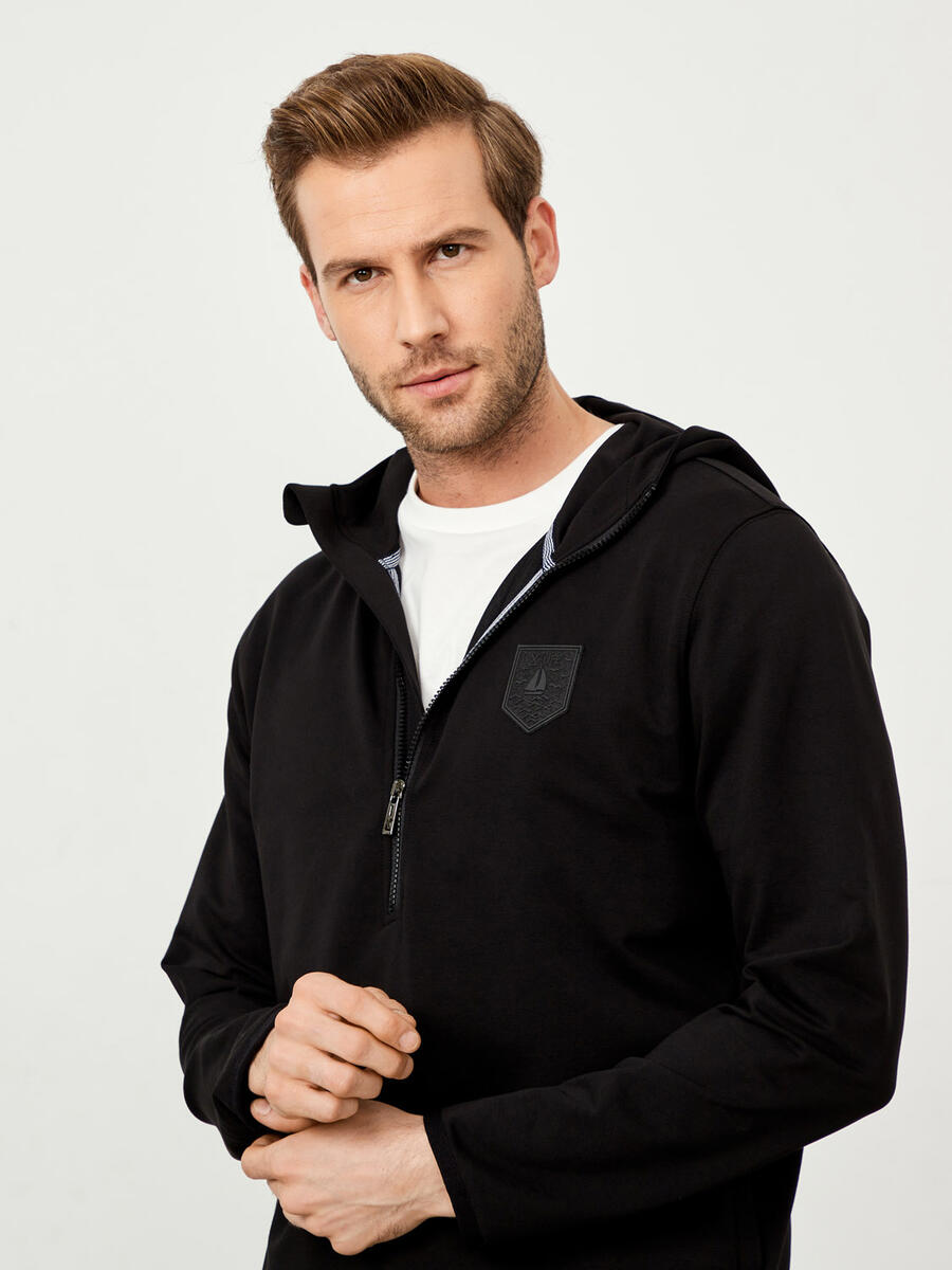 Siyah Regular Fit Pamuklu Sweatshirt - 2
