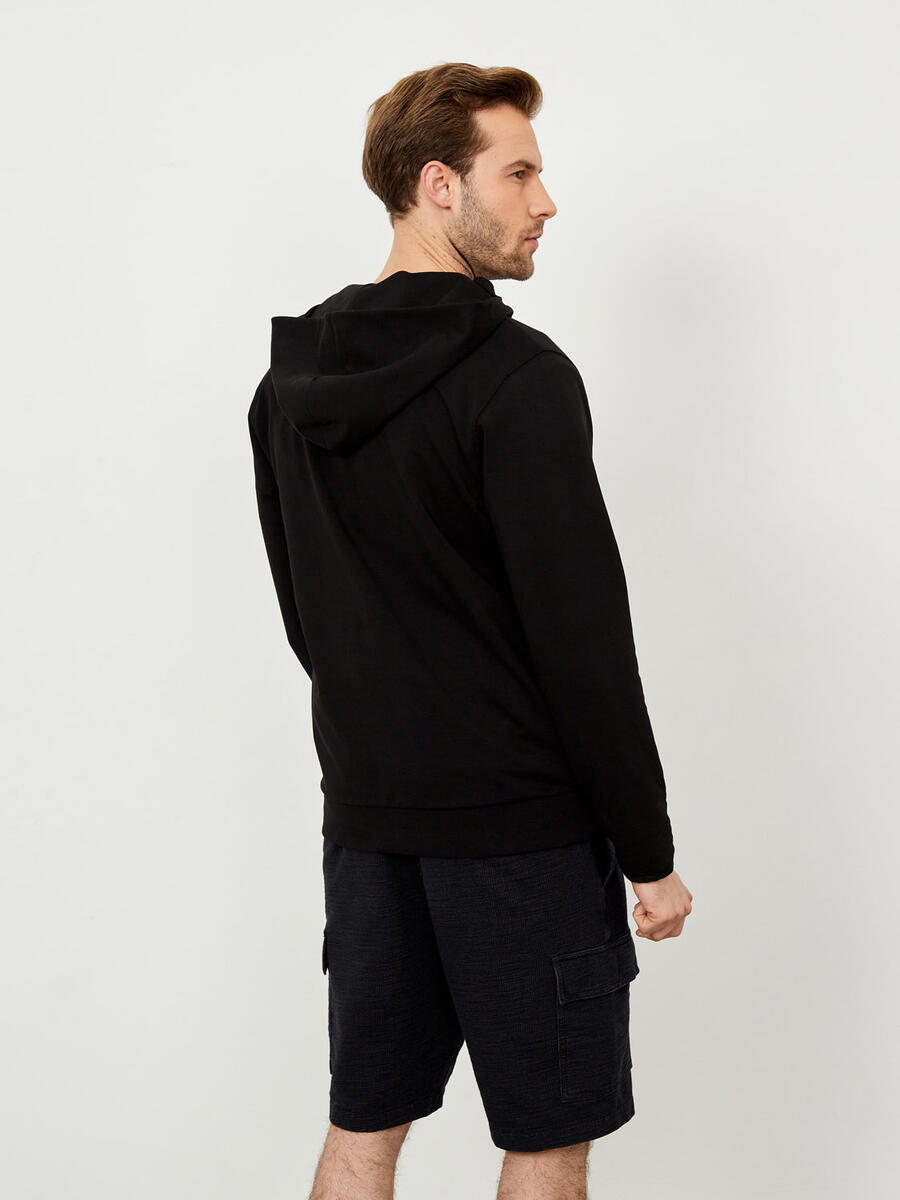 Siyah Regular Fit Pamuklu Sweatshirt - 5