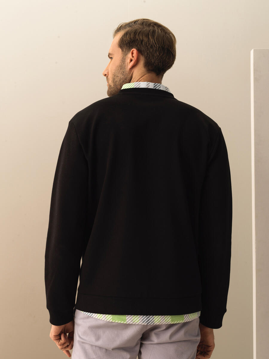Siyah Regular Fit Pamuklu Sweatshirt - 3