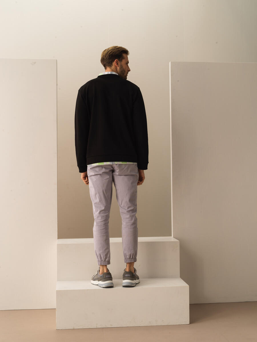 Siyah Regular Fit Pamuklu Sweatshirt - 4