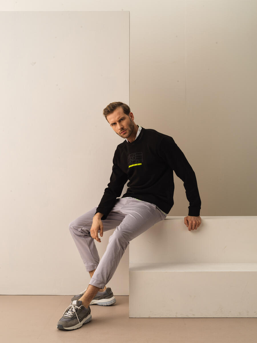 Siyah Regular Fit Pamuklu Sweatshirt - 2