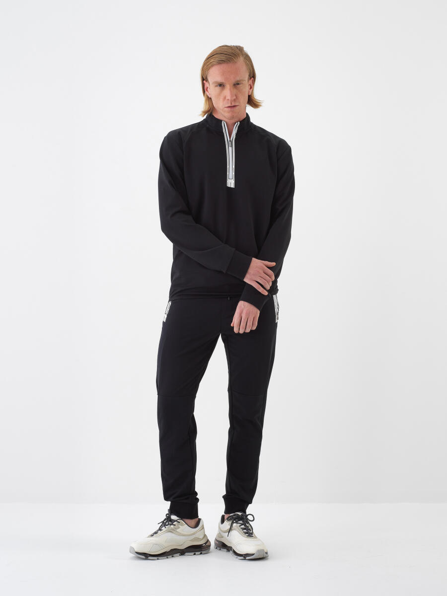 Siyah Slim Fit Pamuklu Sweatshirt - 2