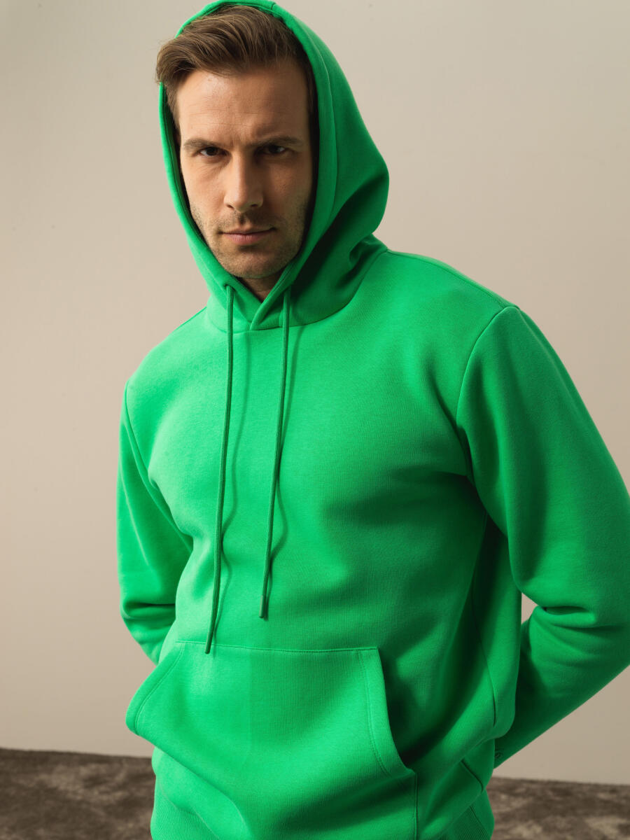 Yeşil Pamuk Dokulu Regular Fit Sweatshirt - 3