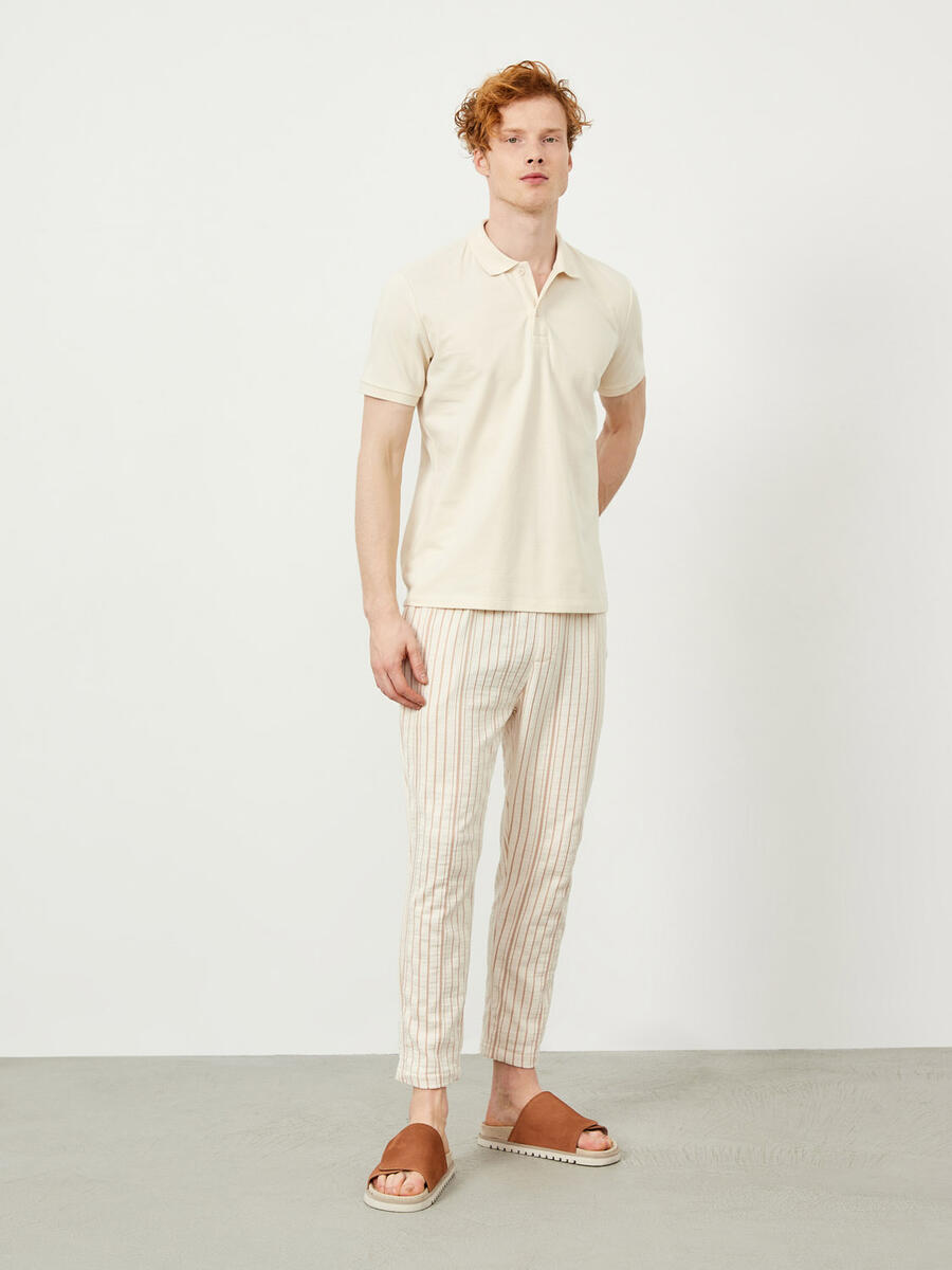 Bej Regular Fit Pamuklu Polo Yaka Basic Tişört - 2