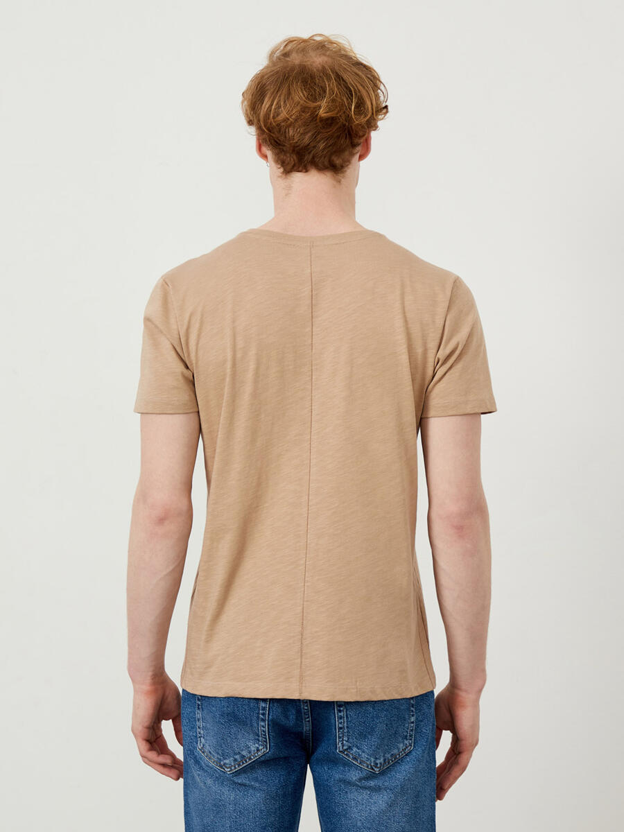 Bej Regular Fit Pamuklu Tişört - 4