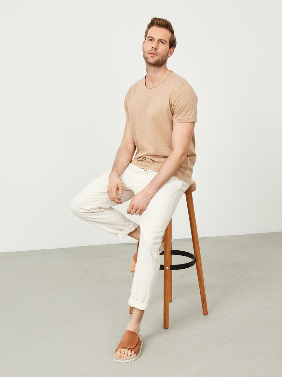 Bej Regular Fit Pamuklu Basic Tişört - 2