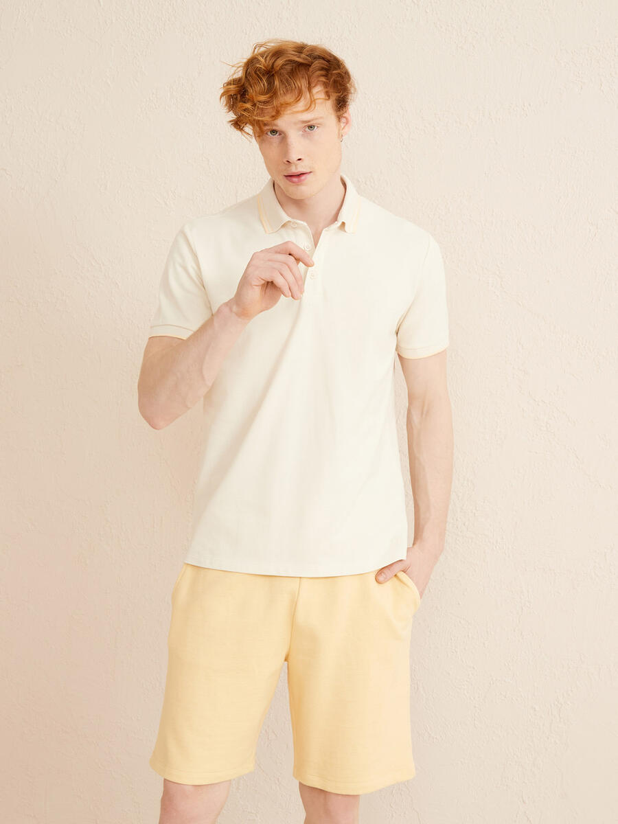 Bej Slim Fit Pamuklu Tişört - 3