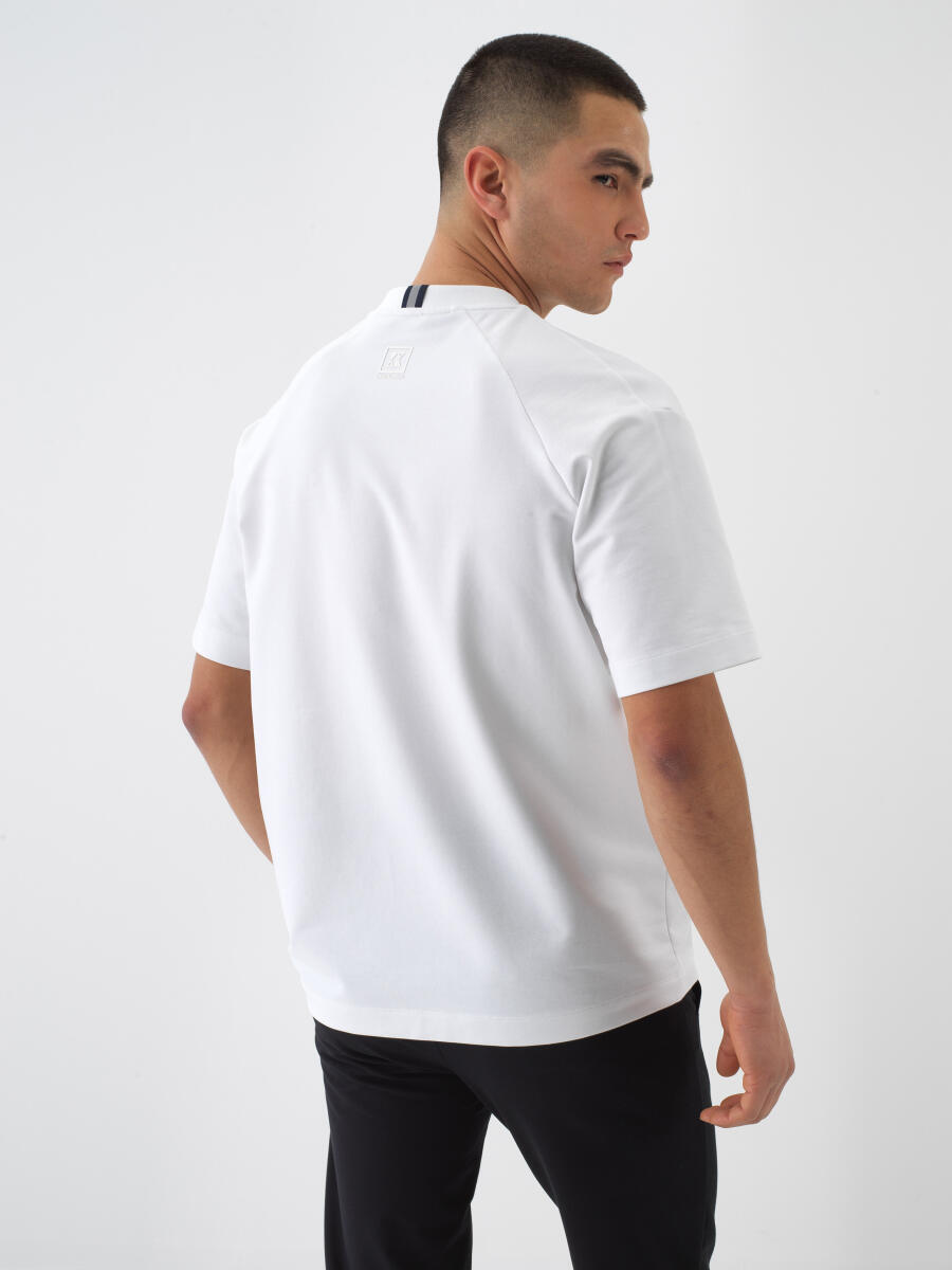 Beyaz Oversize Pamuklu Tişört - 5