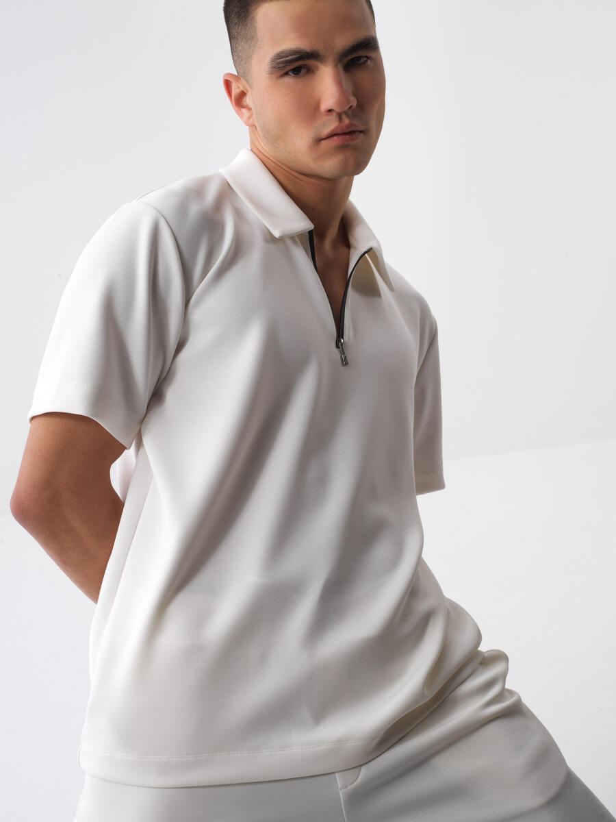 Beyaz Regular Fit Modal Tişört - 3
