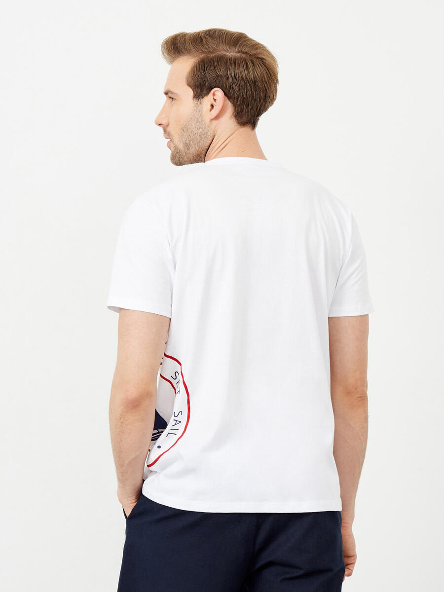Beyaz Regular Fit Pamuklu Tişört - 4