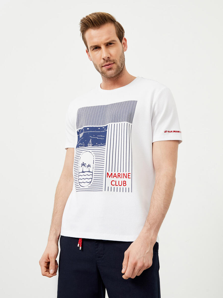 Beyaz Regular Fit Pamuklu Tişört