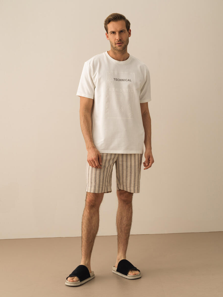 Beyaz Regular Fit Pamuklu Tişört - 2
