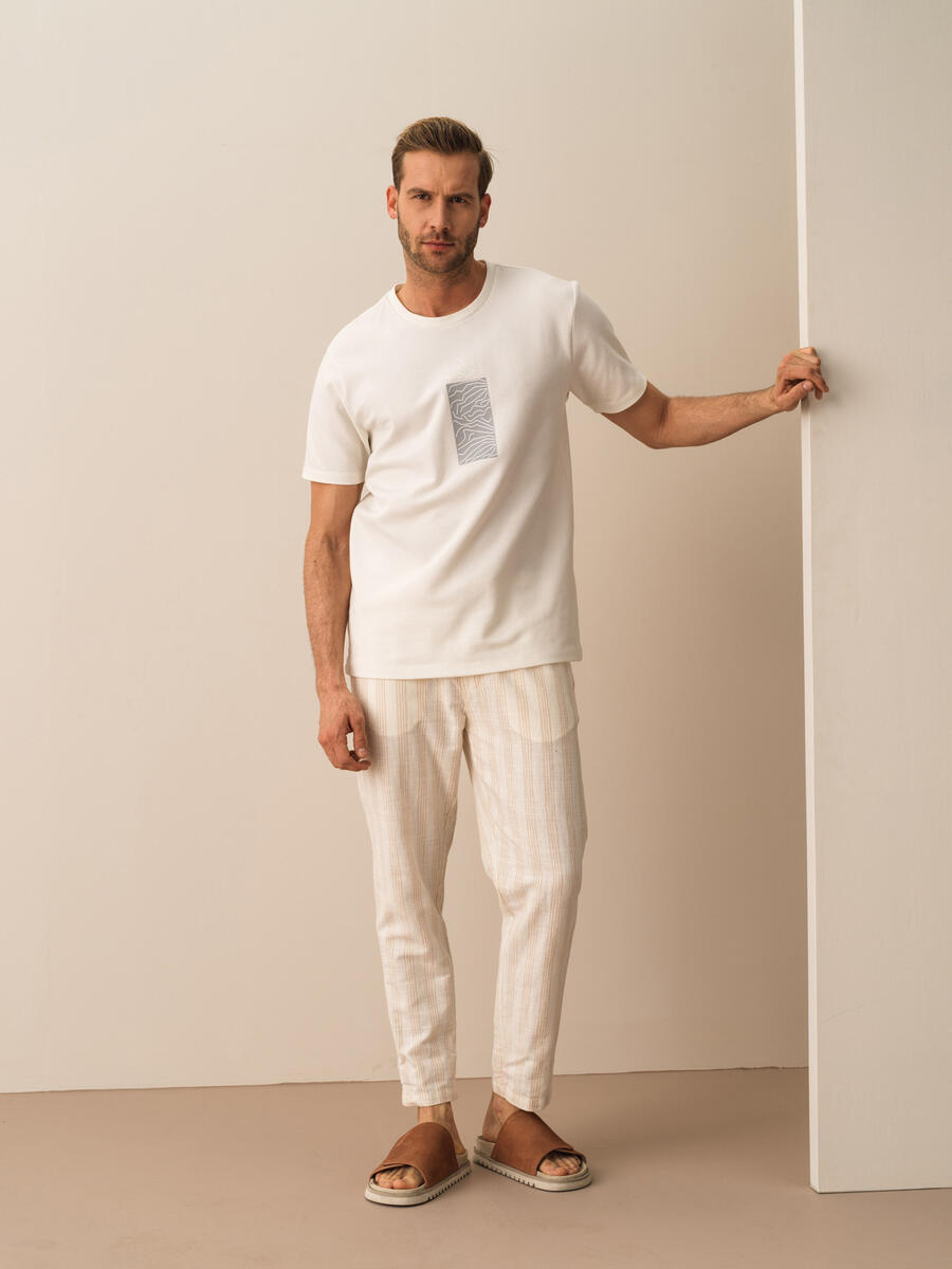 Beyaz Regular Fit Pamuklu Tişört - 2
