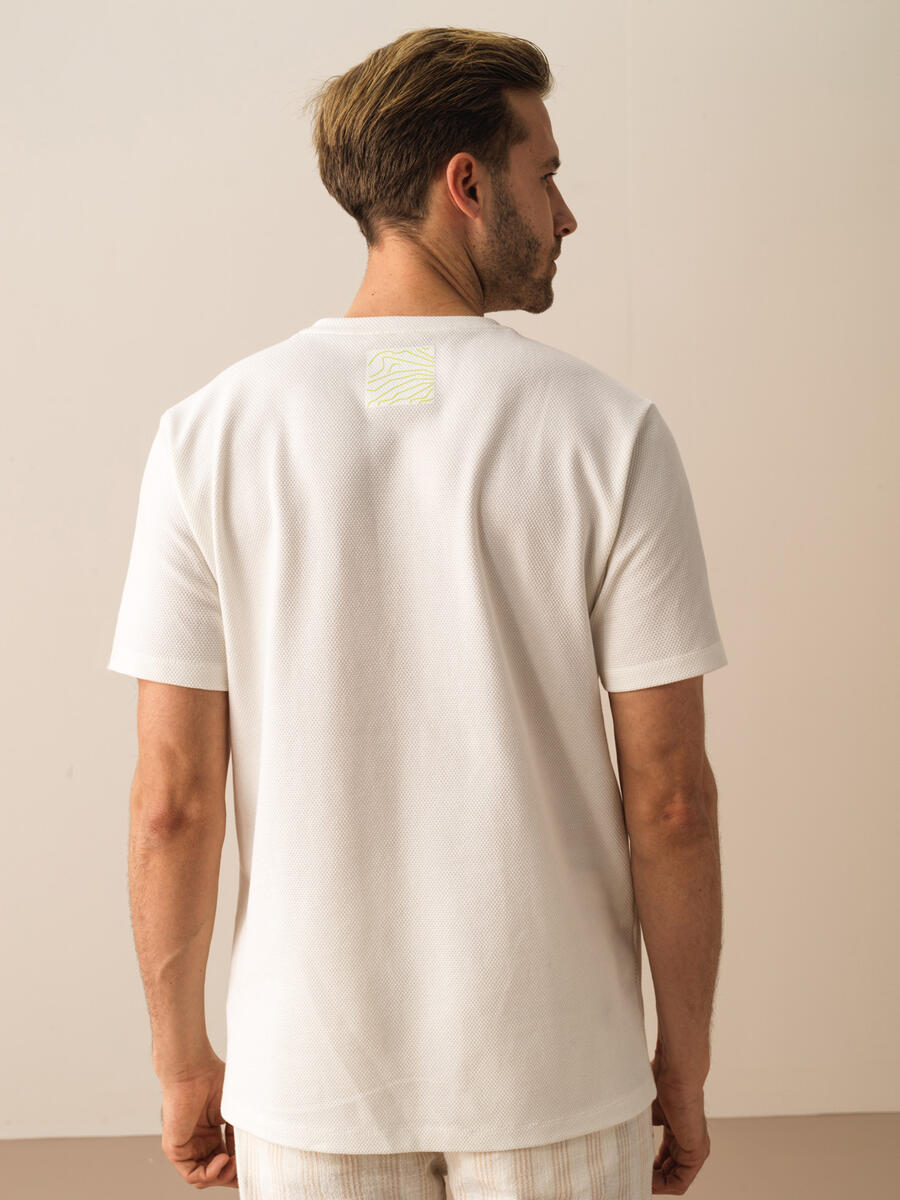 Beyaz Regular Fit Pamuklu Tişört - 3