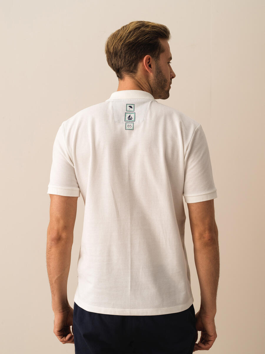 Beyaz Regular Fit Pamuklu Polo Yaka Tişört - 3