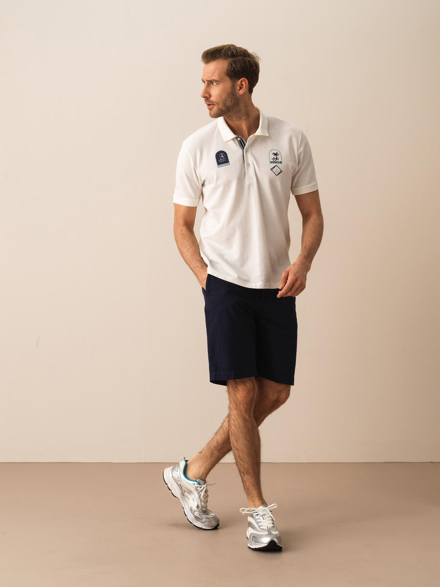 Beyaz Regular Fit Pamuklu Polo Yaka Tişört
