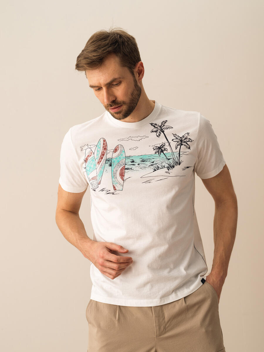 Beyaz Regular Fit Pamuklu Tişört