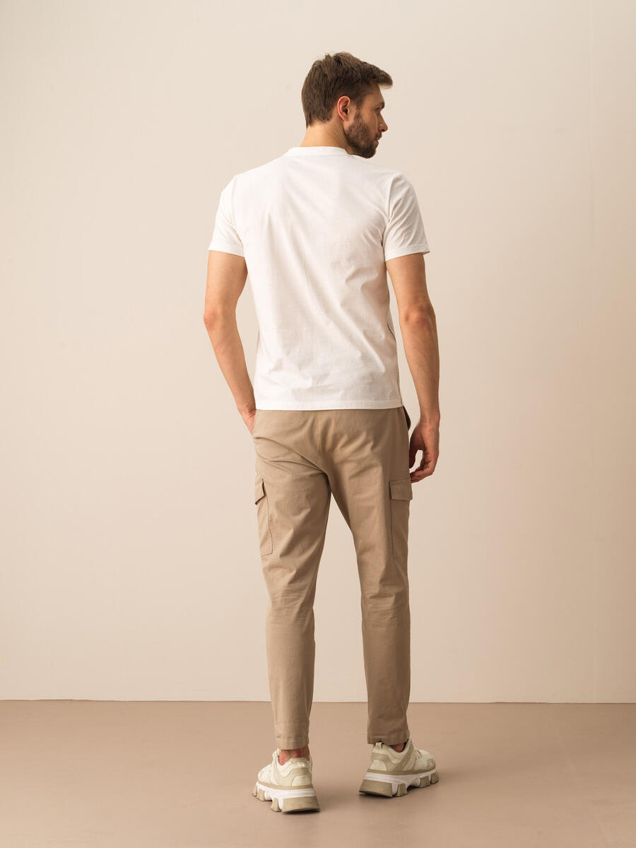 Beyaz Regular Fit Pamuklu Tişört - 4