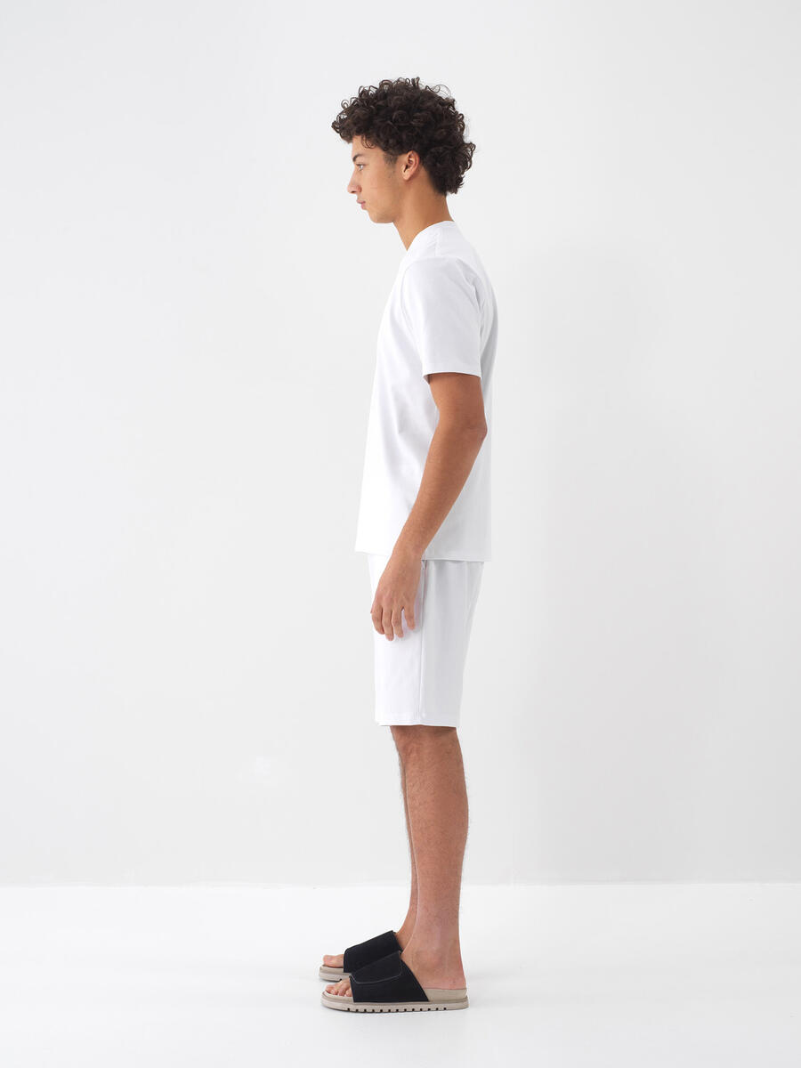 Beyaz Regular Fit Pamuklu Basic Tişört - 4