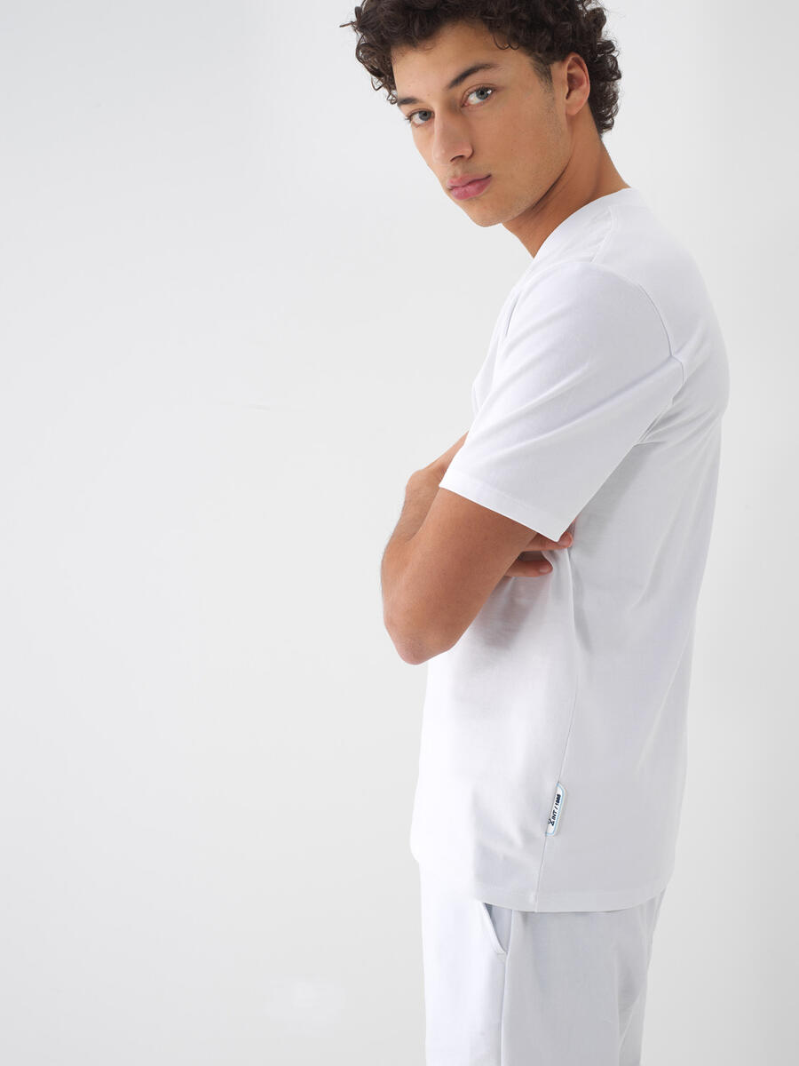 Beyaz Regular Fit Pamuklu Basic Tişört - 2