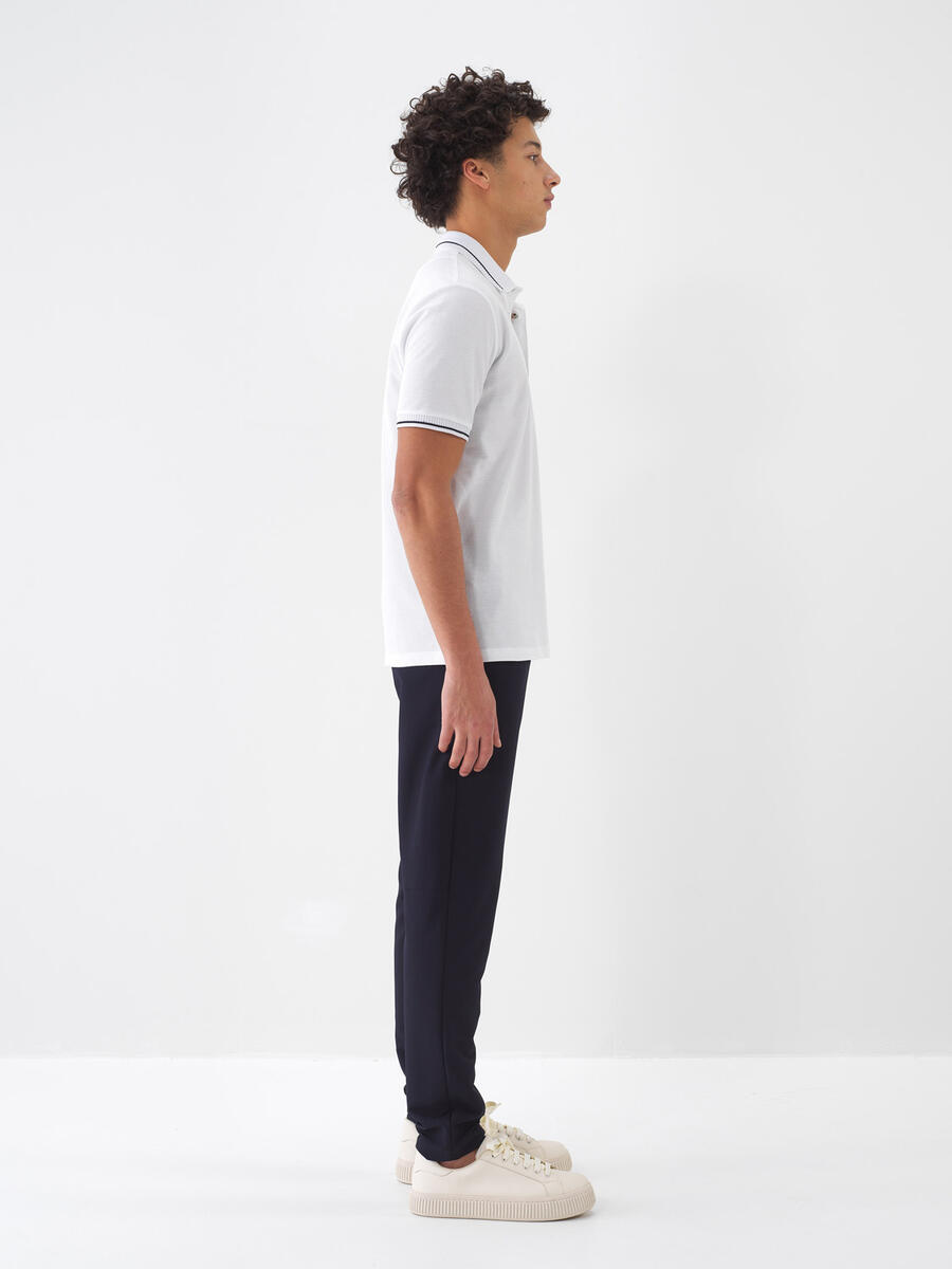 Beyaz Regular Fit Pamuklu Polo Yaka Tişört - 3