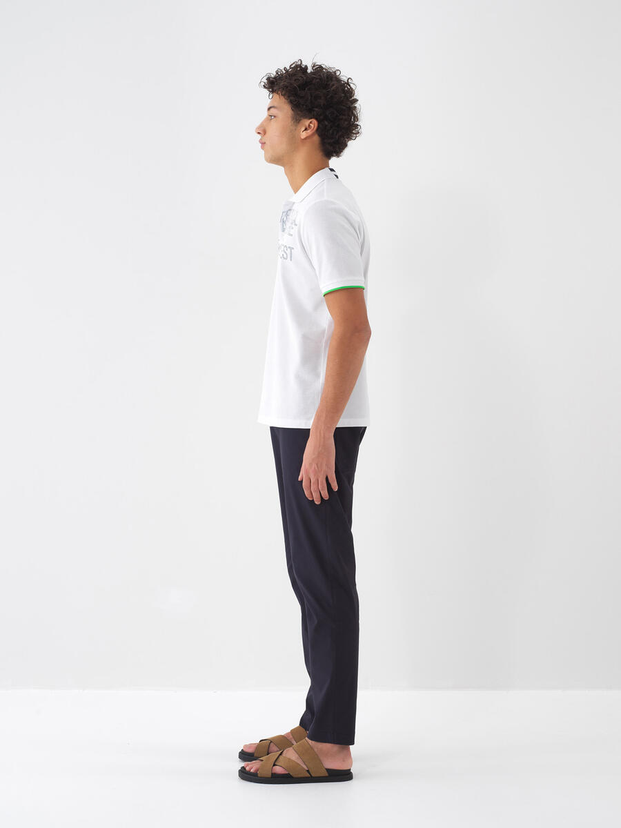Beyaz Regular Fit Pamuklu Polo Yaka Tişört - 3