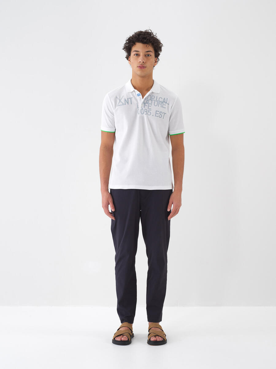 Beyaz Regular Fit Pamuklu Polo Yaka Tişört