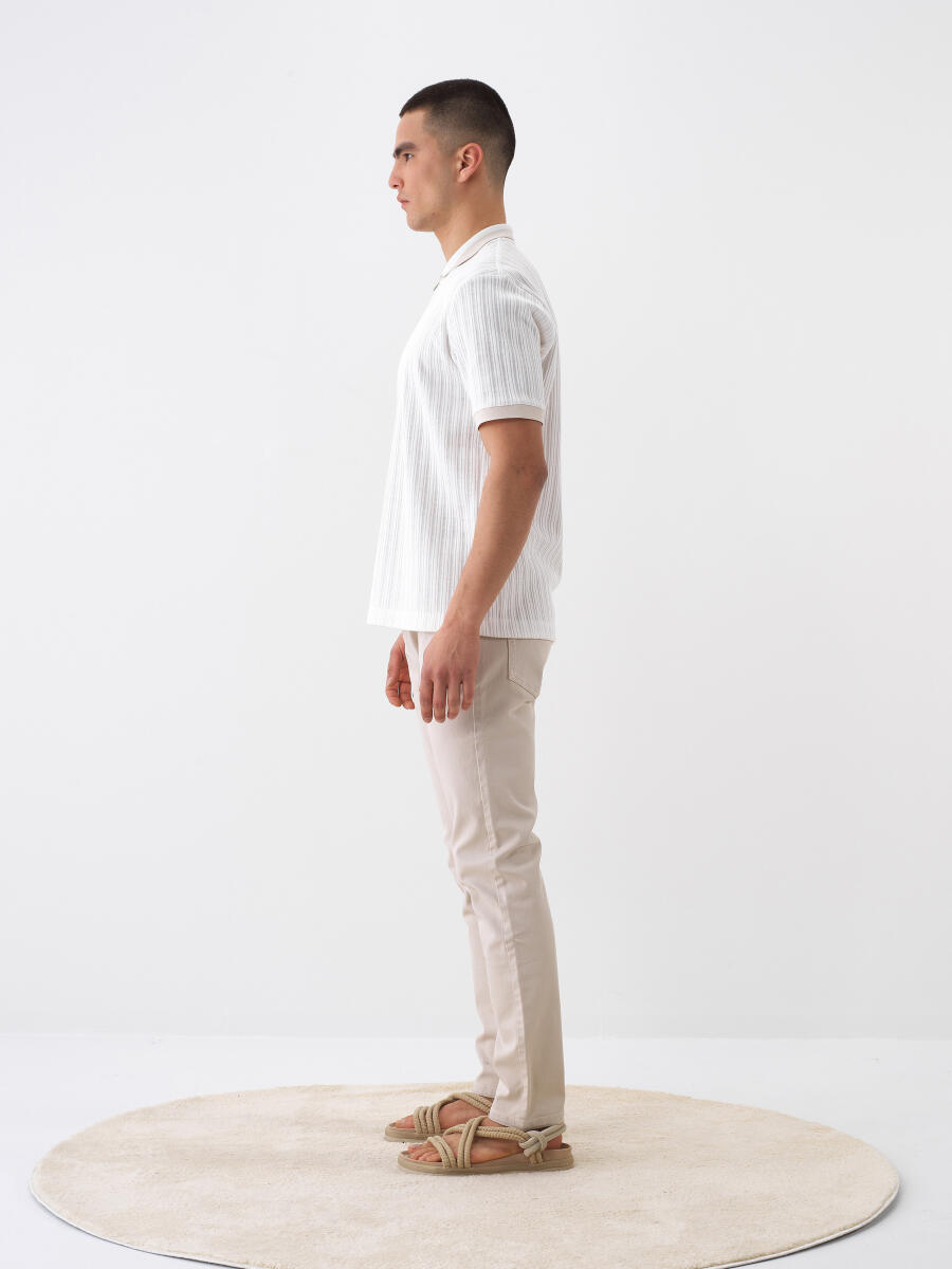 Beyaz Regular Fit Pamuklu Tişört - 3
